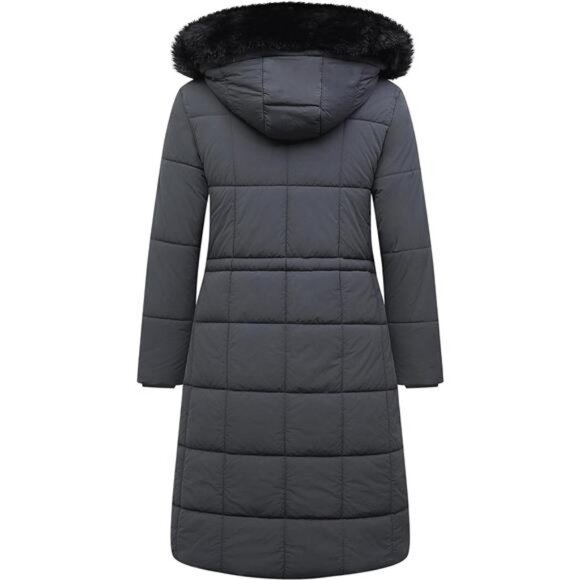 Women's Winter Coat Long Waterproof Parka - Warm Charcoal - Picture 2 of 5